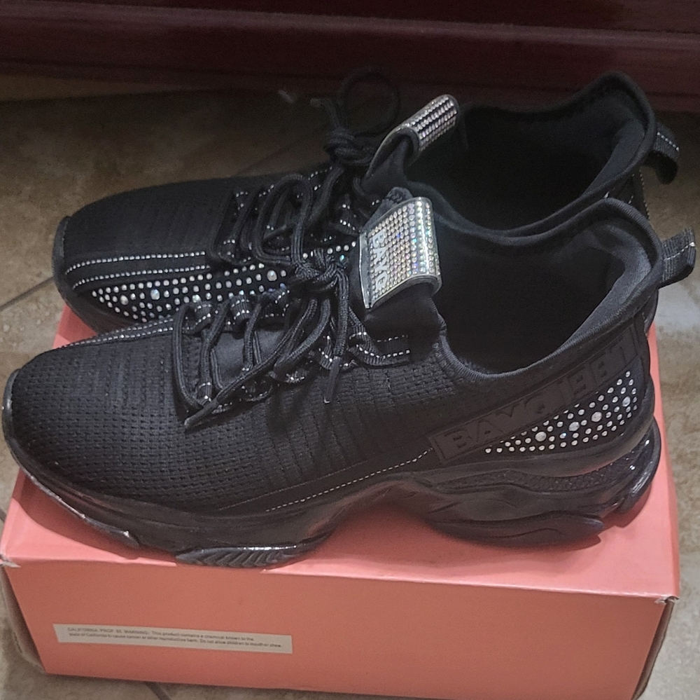 Black Rhinestone Sneakers - Picture 3 of 5